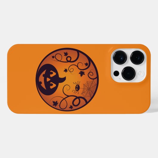 ハロウィーンハロウィーンのカボチャのちょうちんカボチャ顔とスパイダー iPhoneケース (裏面横)