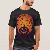 ハロウィーンハロウィーンのカボチャのちょうちんカボチャ顔とスパイダー Tシャツ (正面)