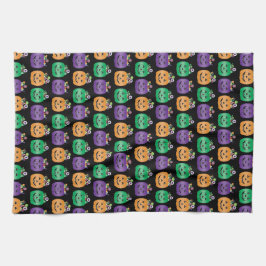 ハロウィーンハロウィーンのカボチャのちょうちんキャンディパイル キッチンタオル