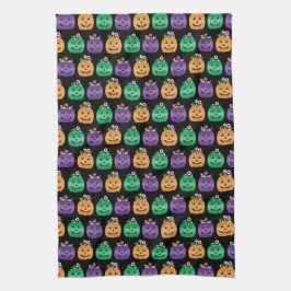 ハロウィーンハロウィーンのカボチャのちょうちんキャンディパイル キッチンタオル