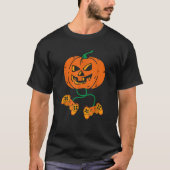ハロウィーンハロウィーンのカボチャのちょうちんゲーマーボーイズキッズメンおもしろい Tシャツ (正面)