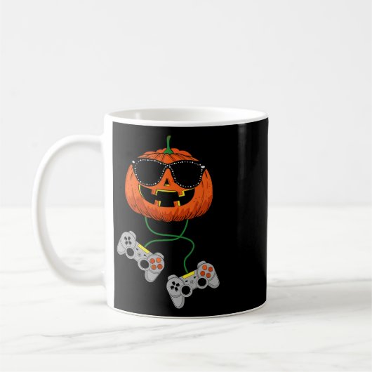 ハロウィーンハロウィーンのカボチャのちょうちんゲーマーボーイズキッズメンズおもしろいH コーヒーマグカップ (左)