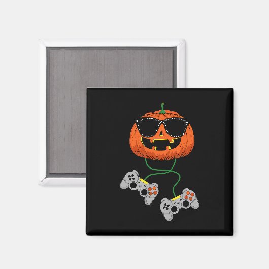 ハロウィーンハロウィーンのカボチャのちょうちんゲーマーボーイズキッズメンズおもしろいH マグネット (正面/裏面)