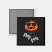 ハロウィーンハロウィーンのカボチャのちょうちんゲーマーボーイズキッズメンズおもしろいH マグネット (正面/裏面)