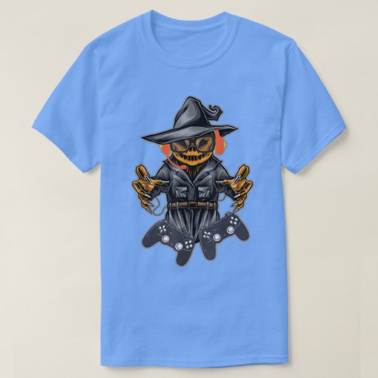 ハロウィーンハロウィーンのカボチャのちょうちんゲーマー不気味Tジャック・オラン Tシャツ (デザイン正面)