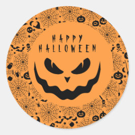 ハロウィーンハロウィーンのカボチャのちょうちんパンプキンクリーミー顔 ラウンドシール