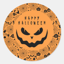 ハロウィーンハロウィーンのカボチャのちょうちんパンプキンクリーミー顔 ラウンドシール