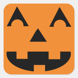 ハロウィーンハロウィーンのカボチャのちょうちんパンプキン顔 スクエアシール
