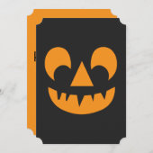 ハロウィーンハロウィーンのカボチャのちょうちんパンプキン顔 招待状 (正面/裏面)
