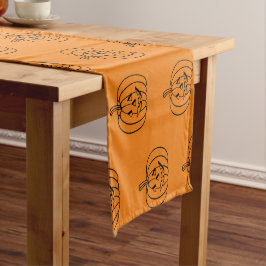 ハロウィーンハロウィーンのカボチャのちょうちんブラックオレンジ可愛い柄 ショートテーブルランナー