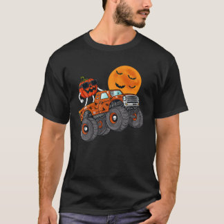 ハロウィーンハロウィーンのカボチャのちょうちんモンスタートラックトドラーボーイ Tシャツ