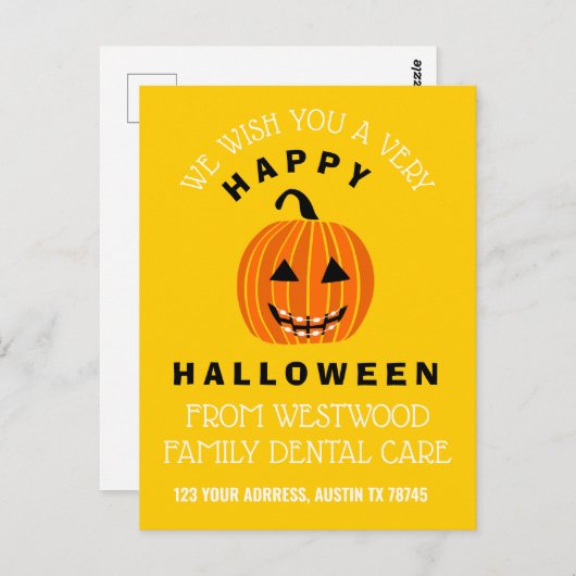 ハロウィーンハロウィーンのカボチャのちょうちん中括弧 – 黄色 ポストカード (正面/裏面)