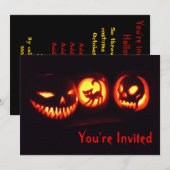 ハロウィーンハロウィーンのカボチャのちょうちん招待状 招待状 (正面/裏面)