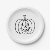 ハロウィーンハロウィーンのカボチャのちょうちん白黒スプキー ペーパープレート (正面)