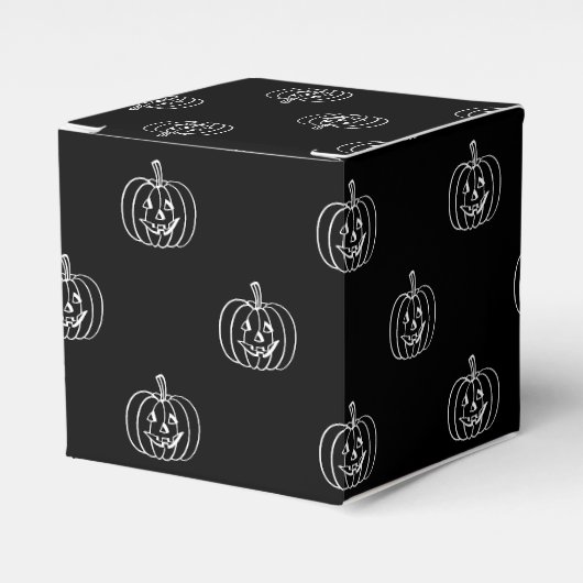 ハロウィーンハロウィーンのカボチャのちょうちん白黒トリート フェイバーボックス (正面サイド)