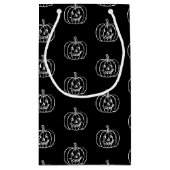 ハロウィーンハロウィーンのカボチャのちょうちん白黒 スモールペーパーバッグ (裏面)