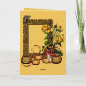 ハロウィーンハロウィーンのカボチャのちょうちん秋フローラカード カード (裏面)