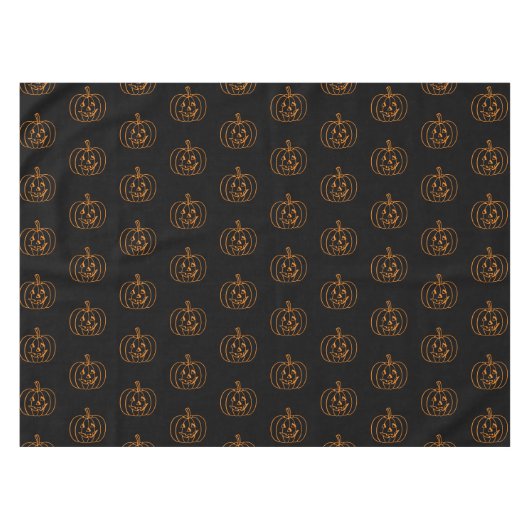 ハロウィーンハロウィーンのカボチャのちょうちん黒とオレンジ色のパターン テーブルクロス (正面(横))