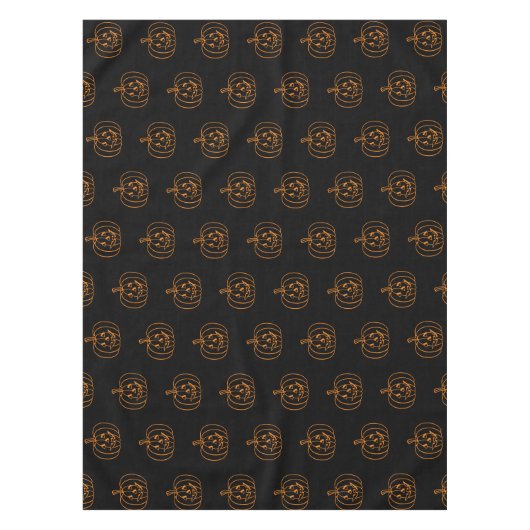 ハロウィーンハロウィーンのカボチャのちょうちん黒とオレンジ色のパターン テーブルクロス (正面)