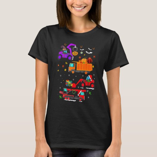 ハロウィーンハロサンクスマス建築ビークル Tシャツ (正面)