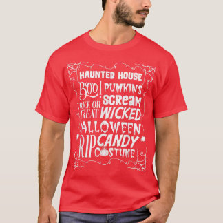 ハロウィーンハントおもしろいドハウスホラー骨格墓 Tシャツ