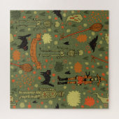 ハロウィーンハント:不気味ヴィンテージミックス ジグソーパズル (横)