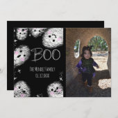 ハロウィーンハンドレタリングチョーク幽霊フォトカード シーズンカード (正面/裏面)