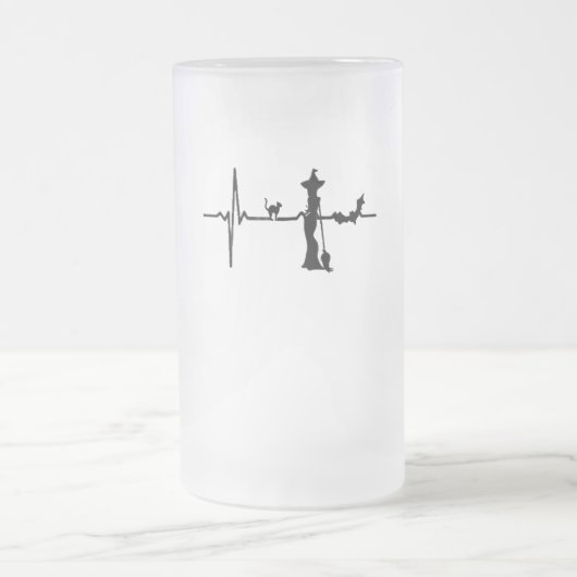 ハロウィーンハートビートブラックキャット&こうもり フロストグラスビールジョッキ (中央)