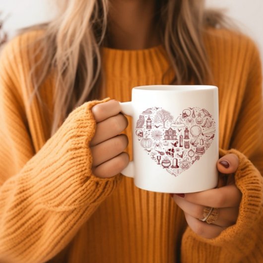 ハロウィーンハート不気味レッドドードルハロウィーンマグ コーヒーマグカップ