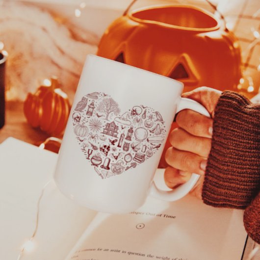 ハロウィーンハート不気味レッドドードルハロウィーンマグ コーヒーマグカップ