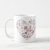 ハロウィーンハート不気味レッドドードルハロウィーンマグ コーヒーマグカップ (左)