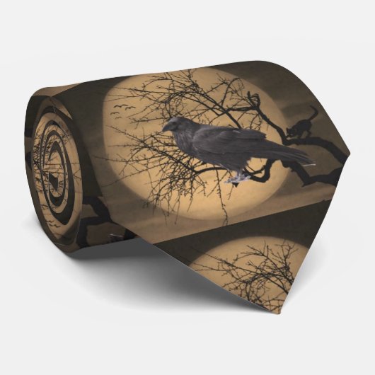 ハロウィーンハーベストムーンとレイヴンネックタイ ネクタイ (ロール)