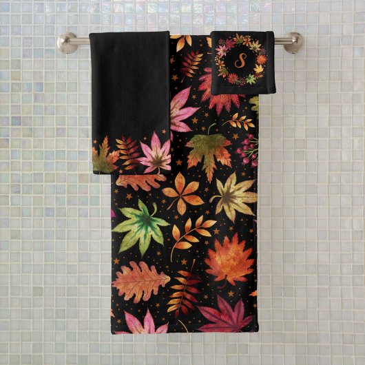 ハロウィーンハーベスト秋紅葉モノグラム バスタオルセット