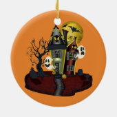 ハロウィーンハ幽霊のよく出るウス セラミックオーナメント (裏面)