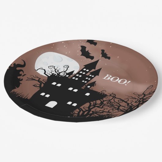 ハロウィーンハ幽霊のよく出るウス ペーパープレート (アングル)