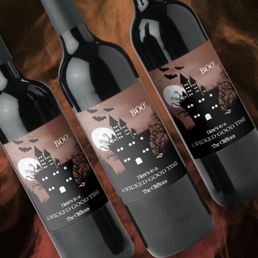 ハロウィーンハ幽霊のよく出るウス ワインラベル