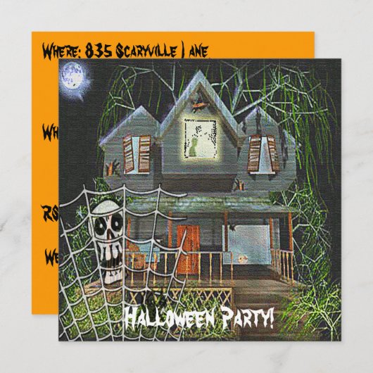ハロウィーンハ幽霊のよく出るウス 招待状 (正面/裏面)