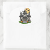 ハロウィーンハ幽霊のよく出るウス 楕円形シール (バッグ)