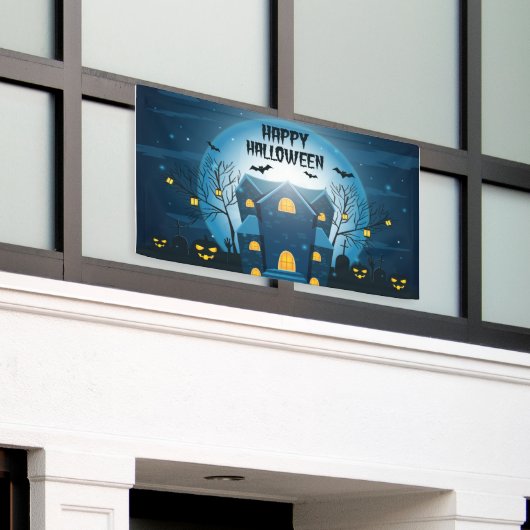 ハロウィーンハ幽霊のよく出るウス 横断幕 (ビルの外側)