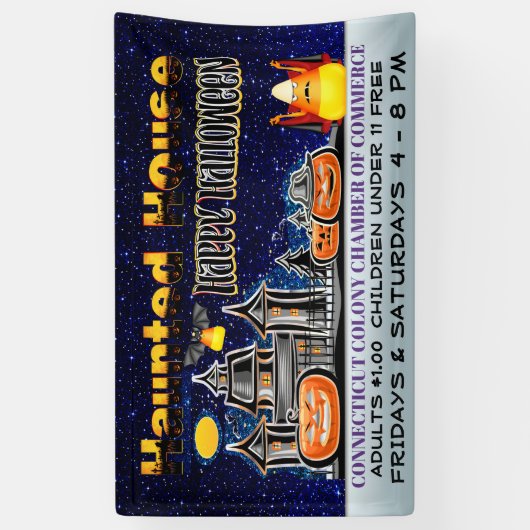 ハロウィーンハ幽霊のよく出るウス 横断幕 (縦)