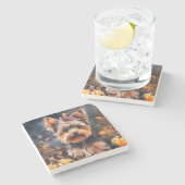 ハロウィーンバイワーテリアカボチャ怖い ストーンコースター (横)