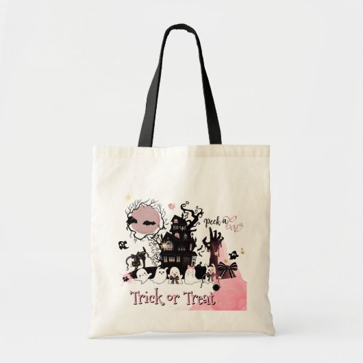 ハロウィーンバジェットトートーPeek a Boo 幽霊のよく出る House トートバッグ (正面)