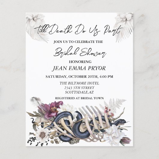 ハロウィーンバジェットブライダルシャワーフローラ招待状 (正面)