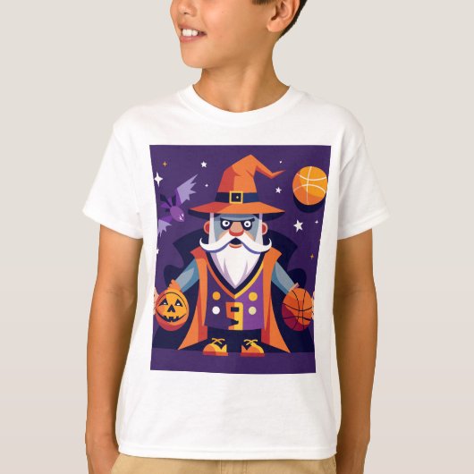 ハロウィーンバスケットボールウィザード Tシャツ (正面)