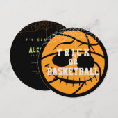 ハロウィーンバスケットボールトリックまたはバスケットボール誕生日 招待状 (正面/裏面)