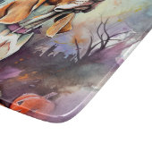 ハロウィーンバスセットハウンドとカボチャ怖い カッティングボード (角)