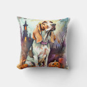 ハロウィーンバスセットハウンドとカボチャ怖い クッション (正面)