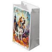 ハロウィーンバスセットハウンドとカボチャ怖い スモールペーパーバッグ (裏面アングル)