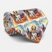 ハロウィーンバスセットハウンドとカボチャ怖い ネクタイ (ロール)