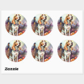 ハロウィーンバスセットハウンドとカボチャ怖い ラウンドシール (シート)